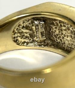 Franklin Mint Sterling Silver 14K Gold Onyx Eagle Men Ring Sz 12.5 Heavy Estate