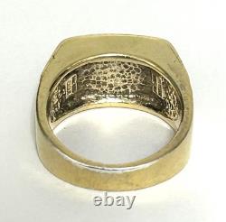 Franklin Mint Sterling Silver 14K Gold Onyx Eagle Men Ring Sz 12.5 Heavy Estate