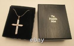 Franklin Mint Sterling Silver 14k Gold Black Onyx Cross Necklace Pendant