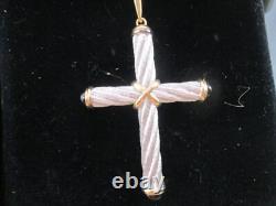 Franklin Mint Sterling Silver 14k Gold Black Onyx Cross Necklace Pendant