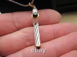 Franklin Mint Sterling Silver 14k Gold Black Onyx Cross Necklace Pendant