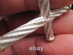Franklin Mint Sterling Silver 14k Gold Black Onyx Cross Necklace Pendant