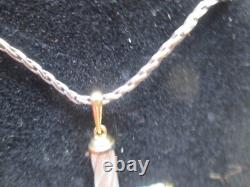 Franklin Mint Sterling Silver 14k Gold Black Onyx Cross Necklace Pendant