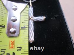Franklin Mint Sterling Silver 14k Gold Black Onyx Cross Necklace Pendant
