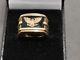 Franklin Mint Sterling Silver 14k Gold Eagle Onyx Mens Patriotic Ring