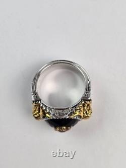 Franklin Mint Sterling Silver 2-Tone Real Ruby Black Spinel Griffin Ring Size 10