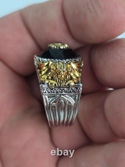 Franklin Mint Sterling Silver 2-Tone Real Ruby Black Spinel Griffin Ring Size 10