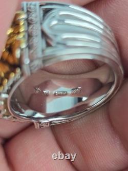 Franklin Mint Sterling Silver 2-Tone Real Ruby Black Spinel Griffin Ring Size 10