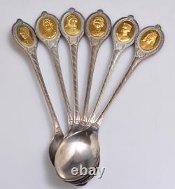 Franklin Mint Sterling Silver & 24K Gold SOVEREIGN QUEENS SPOON COLLECTION