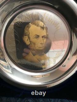 Franklin Mint Sterling Silver 24k Inlay Abraham Lincoln President Plate