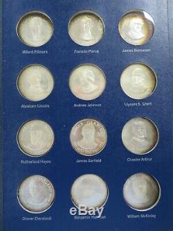 Franklin Mint Sterling Silver 36 pc Presidents Washington to Nixon in book