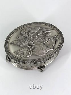 Franklin Mint Sterling Silver American Freedom Box Trinket Box Used No Box