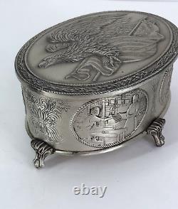 Franklin Mint Sterling Silver American Freedom Box Trinket Box Used No Box