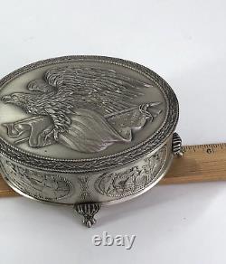 Franklin Mint Sterling Silver American Freedom Box Trinket Box Used No Box