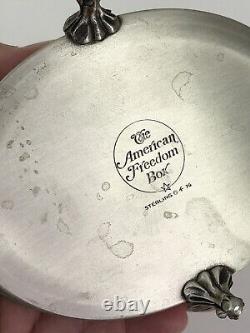 Franklin Mint Sterling Silver American Freedom Box Trinket Box Used No Box