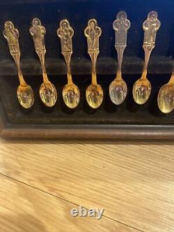 Franklin Mint Sterling Silver Apostle Spoon Complete Set 13 Miniature with Rack