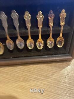 Franklin Mint Sterling Silver Apostle Spoon Complete Set 13 Miniature with Rack