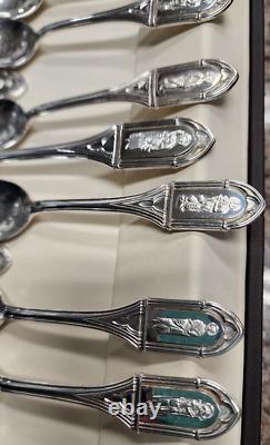 Franklin Mint Sterling Silver Apostle Spoons-Set of 12 & Christ Spoon