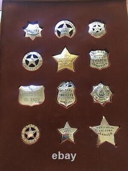Franklin Mint Sterling Silver Badges of the Great Western Lawman Set 12 in Case