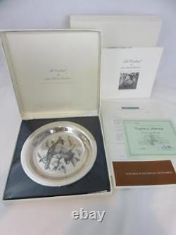 Franklin Mint Sterling Silver Cardinal Plate Audubon Society LE 1973 J Lansdowne