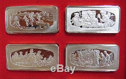 Franklin Mint Sterling Silver Christmas Ingot set 1972-1981 Box COA