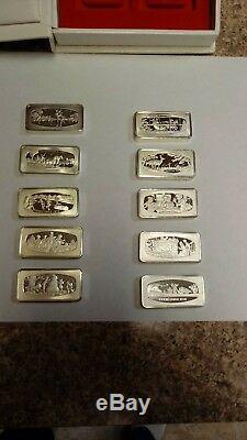 Franklin Mint Sterling Silver Christmas Ingots 1970-1979 In Presentation Box