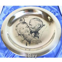 Franklin Mint Sterling Silver Christmas Plate By Norman Rockwell 1971 Limited