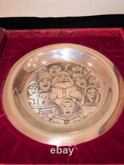 Franklin Mint Sterling Silver Colectors plate, Norman Rockwell the Carollers