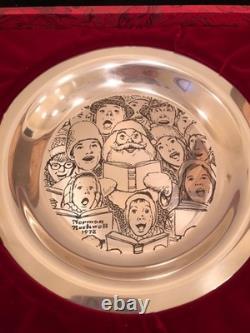 Franklin Mint Sterling Silver Colectors plate, Norman Rockwell the Carollers
