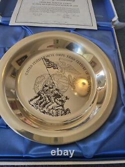 Franklin Mint Sterling Silver Collector Plate United States Marine Corps
