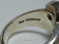 Franklin Mint Sterling Silver Eagle Arrowhead Turquoise Biker Mens Shield Ring
