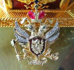 Franklin Mint Sterling Silver Faberge Imperial Eagle Egg Musical Box 14k Pin 585