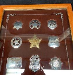 Franklin Mint Sterling Silver Great Western Lawmen Badges With Display