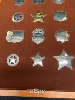 Franklin Mint Sterling Silver Great Western Lawmen Badges With Display
