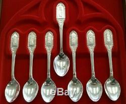 Franklin Mint Sterling Silver Jesus Christ and 12 Apostle Spoons Limited Edition