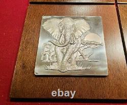 Franklin Mint Sterling Silver Lords of the Serengeti Wildlife Wall Sculptures