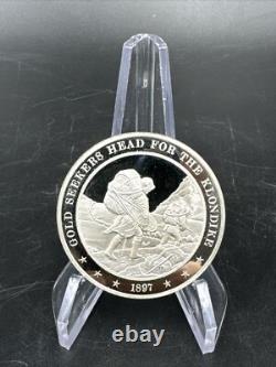 Franklin Mint Sterling Silver Medallion 1897 Klondike Head For The Gold Seekers