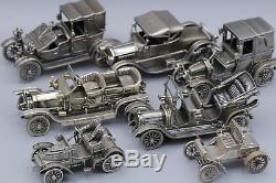 Franklin Mint Sterling Silver Miniature Car Collection 7 Cars Replica