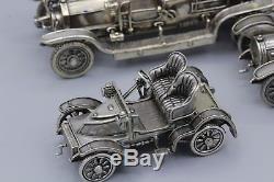 Franklin Mint Sterling Silver Miniature Car Collection 7 Cars Replica