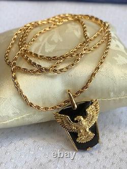 Franklin Mint Sterling Silver Necklace 10K Yellow Gold Eagle 23.75 Fine Jewelry