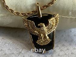 Franklin Mint Sterling Silver Necklace 10K Yellow Gold Eagle 23.75 Fine Jewelry