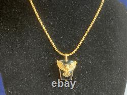 Franklin Mint Sterling Silver Necklace 10K Yellow Gold Eagle 23.75 Fine Jewelry