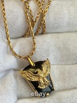 Franklin Mint Sterling Silver Necklace 10K Yellow Gold Eagle 23.75 Fine Jewelry