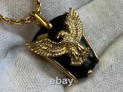 Franklin Mint Sterling Silver Necklace 10K Yellow Gold Eagle 23.75 Fine Jewelry