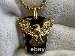 Franklin Mint Sterling Silver Necklace 10K Yellow Gold Eagle 23.75 Fine Jewelry