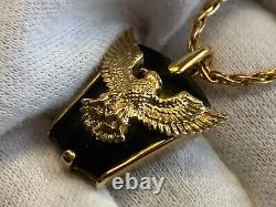 Franklin Mint Sterling Silver Necklace 10K Yellow Gold Eagle 23.75 Fine Jewelry