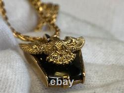 Franklin Mint Sterling Silver Necklace 10K Yellow Gold Eagle 23.75 Fine Jewelry