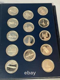 Franklin Mint Sterling Silver Official Medallic America in Space Coins Set of 25