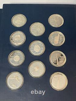 Franklin Mint Sterling Silver Official Medallic America in Space Coins Set of 25