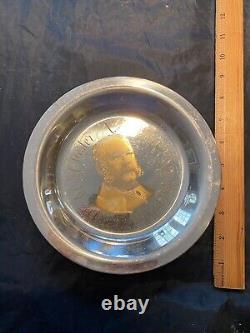 Franklin Mint Sterling Silver PLATE 24k Inlay James Garfield President Plate